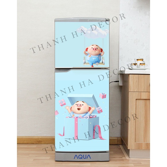 Decal dán Tủ Lạnh Pig 2022  chất liệu cao cấp