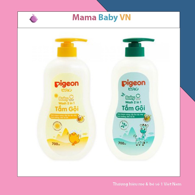 Sữa tắm gội dịu nhẹ Pigeon 700ml 2in1 Hoa hướng dương / Jojoba Mama Baby VN