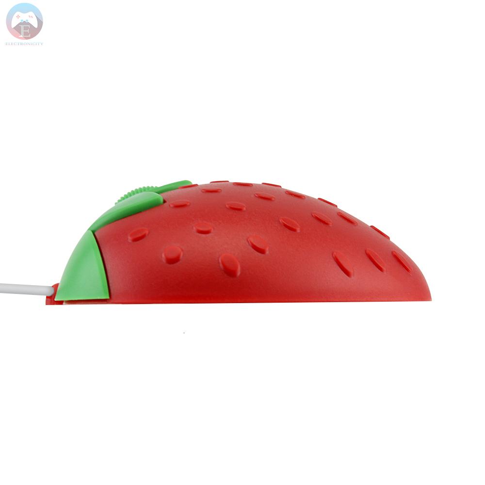 Ê Mini Strawberry Shape Wired Mouse Cute Laptop Mouse 800 DPI Optical Sensor/3 Buttons/Ergonomic Design/USB Powered Computer Mice for Windows PC Laptop Gamers Office/Home use