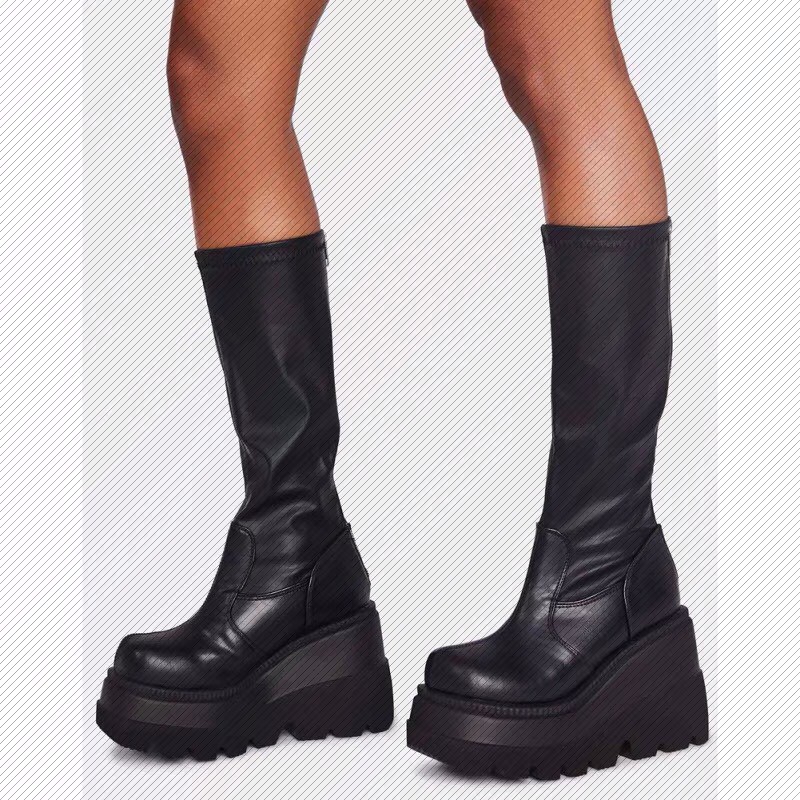 (FREESHIP) Bốt Da Cao Đến Đùi, BOOTS cổ cao đế bánh mì kéo khóa - Giày BOOT Phong Cách Punk Gothic Bốt Nữ Cao | WebRaoVat - webraovat.net.vn