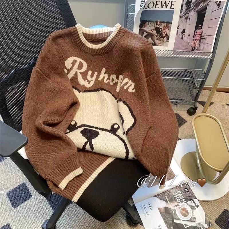 ÁO LEN NÂU PHỐI HÌNH GẤU CỰC HOT