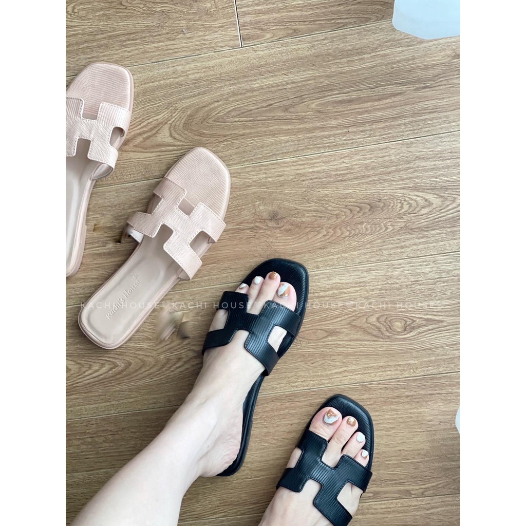 Dép Kachi bệt chữ H vân da rắn 506  - Kachi House
