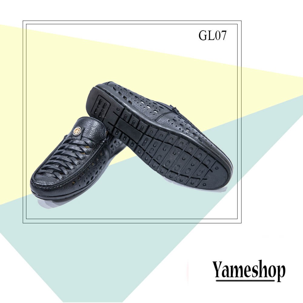 Giày bệt da nguyên tấm cao cấp GL07 - Giày lười cao cấp (Màu đen-Tặng 1 đôi lót giày/sp)