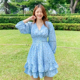 KOOKY HOUSE - STELLA DRESS - Đầm hoa nhí thiết kế dáng xoè chéo ngực hai tầng