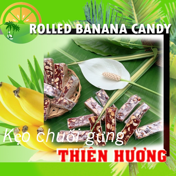 Kẹo chuối gừng đậu phộng bánh tráng cây dài -đồ ăn vặt