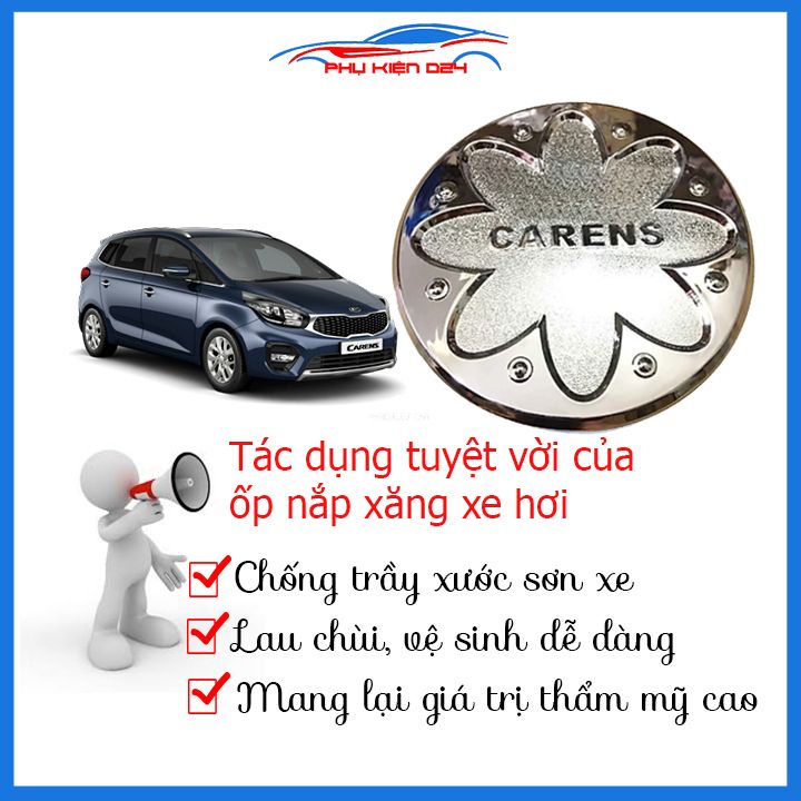 Ốp nắp bình xăng Carens mạ crom chống trầy trang trí ô tô