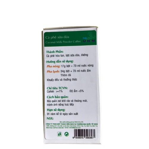 [TẶNG THÊM GÓI CÀ PHÊ 17G] Cà Phê Sữa Dừa Hòa Tan VIKIN, hộp 6 gói x 17g ,tiện lợi, nguyên chất và an toàn cho sức khỏe. | BigBuy360 - bigbuy360.vn