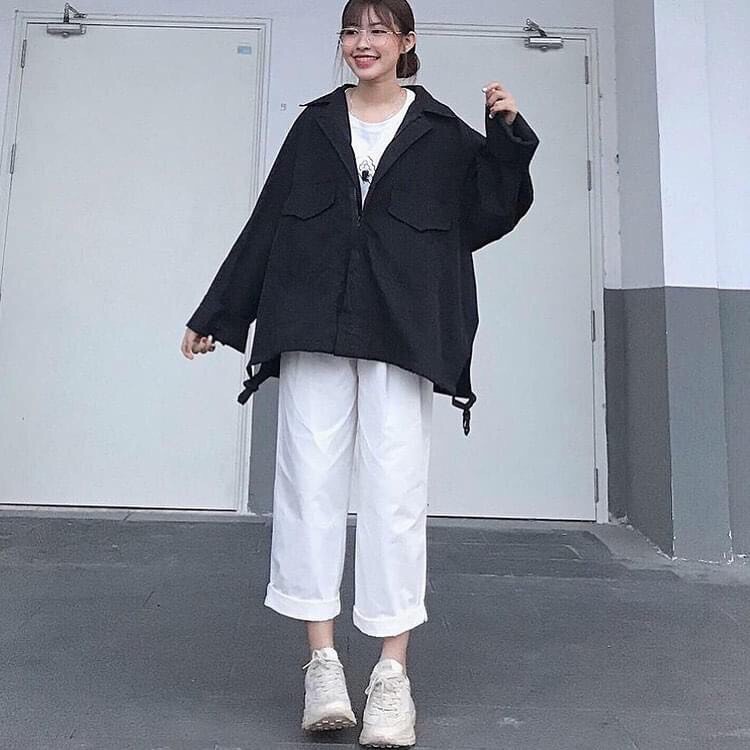 Áo Khoác Kaki 2 Lớp Tay Bồng Cánh Dơi có mũ Ulzzang