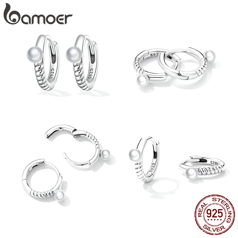 Bông tai BAMOER BAMOER bằng bạc 925 kiểu vỏ sò