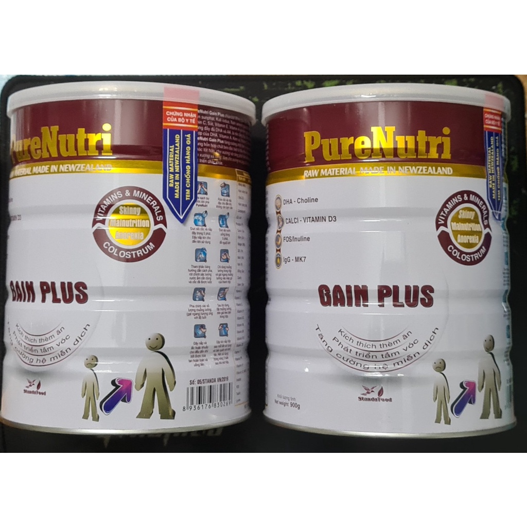 Sữa bột PureNutri Gain Plus 900g - Kích thích thèm ăn, phát triển tầm vóc, tăng cường miễn dịch