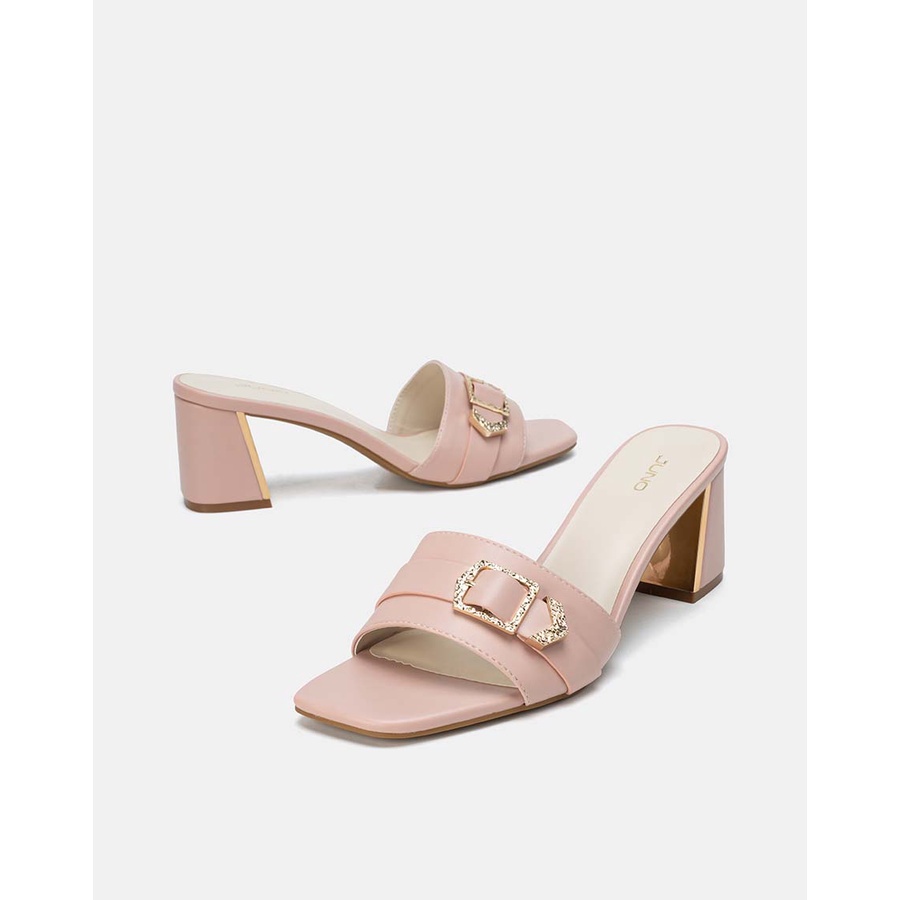 JUNO - Giày Mules Mũi Vuông Gót Phối Kim Loại - SD07067 KX