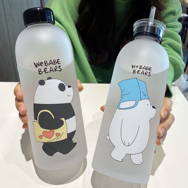 [FREESHIP ] Bình Đựng Nước 1000ml Hàn Quốc ❤️❤️ Nhựa Cao Cấp ❤️❤️ Hình Gấu Bear Cute Kèm Phụ Kiện 7 món