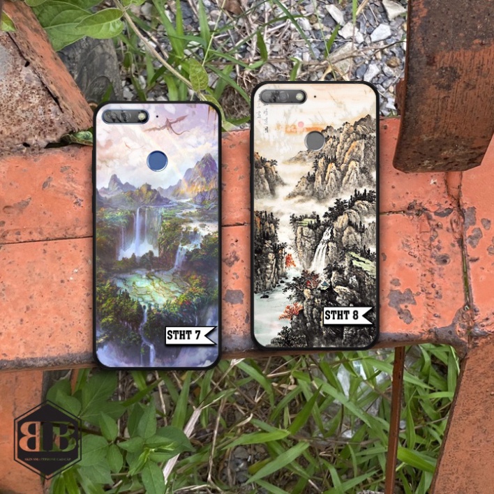 Ốp lưng kính cường lực Huawei Y6 Prime 2018 hình sơn thủy hữu tình