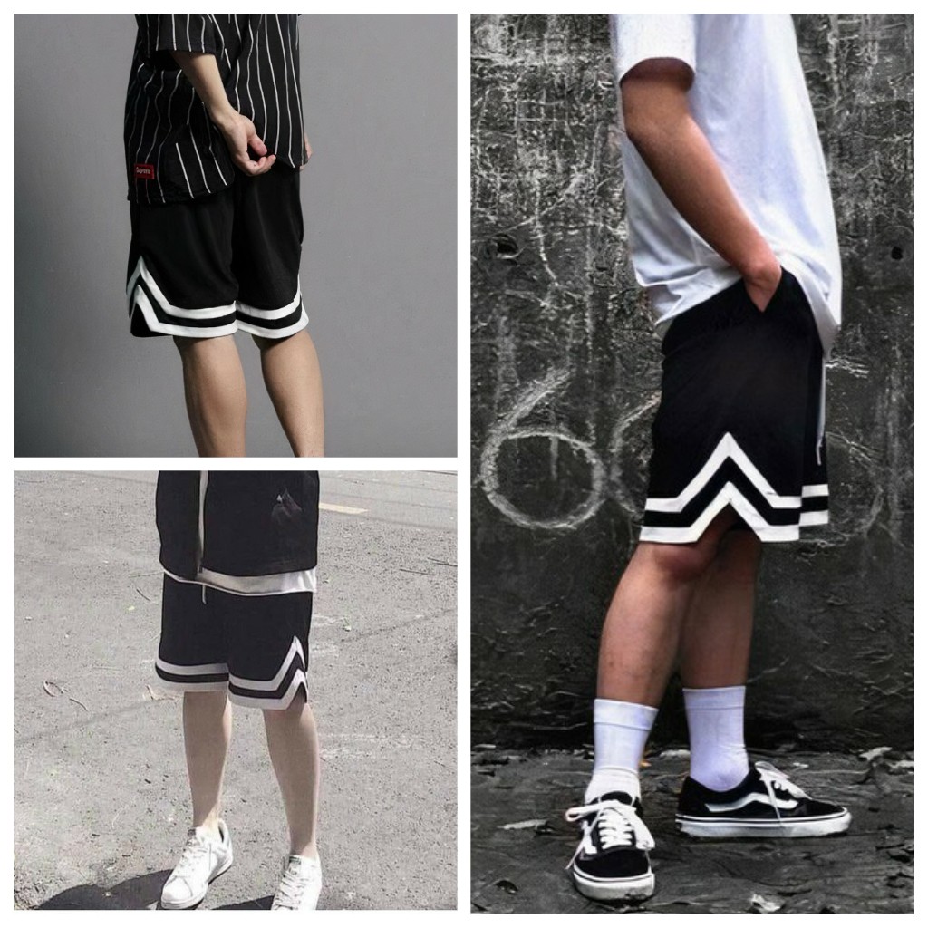 Quần đùi viền V, quần short unisex chất thun mát mặc nhóm - GENZOO