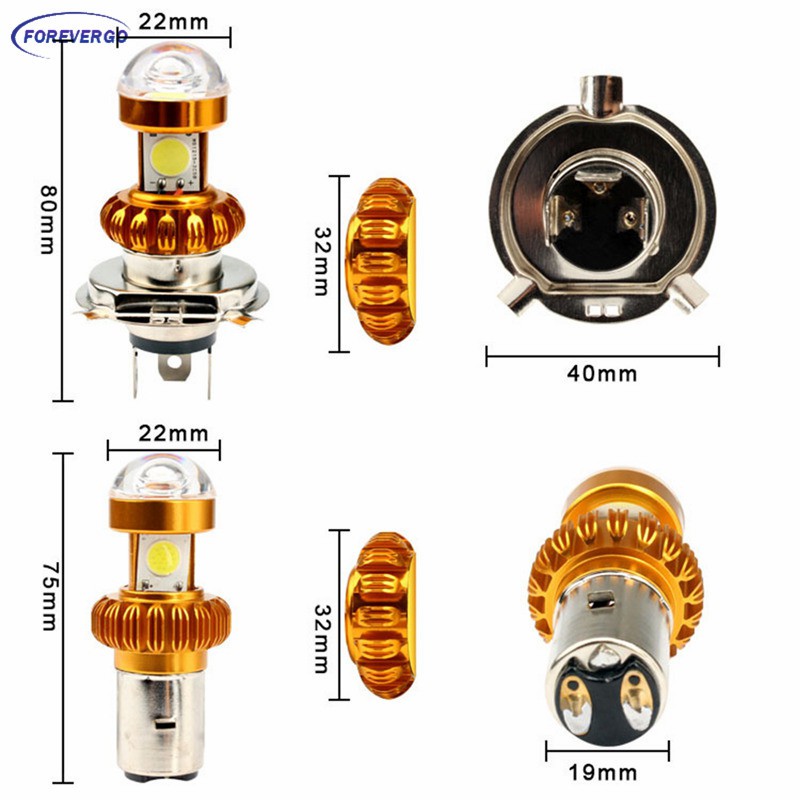 1 Đèn Pha H4 / Ba20d 3030led Cho Xe Máy