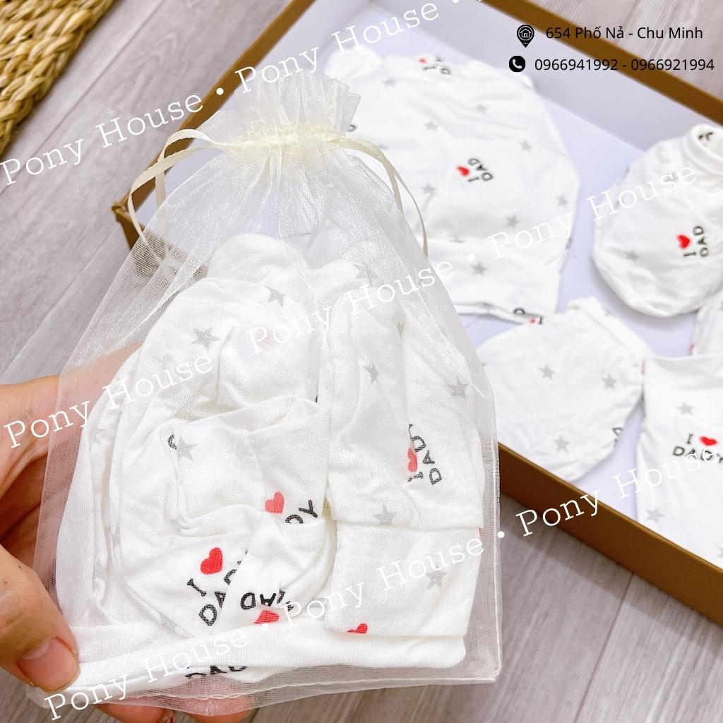 Set Mũ, Bao Tay, Bao Chân Cho Bé Sơ Sinh Cotton Siêu Mát, Mềm Mại Cho Bé Từ 0-3 Tháng