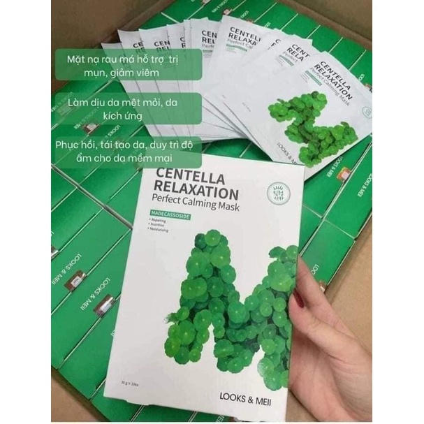 Mặt Nạ Rau Má Looks &amp; Meii Centella Relaxation