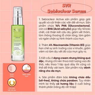 Serum giảm mụn, mờ thâm SVR Sebiaclear