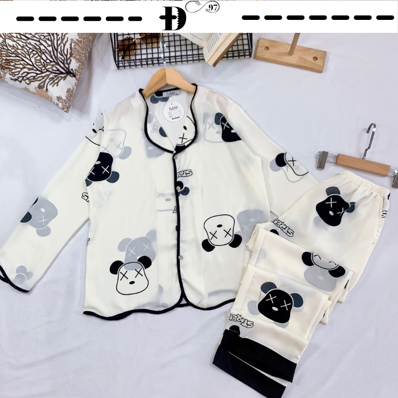Đồ ngủ nữ pijama thu đông lụa maingo sóng dài thiết kế cao cấp -D030