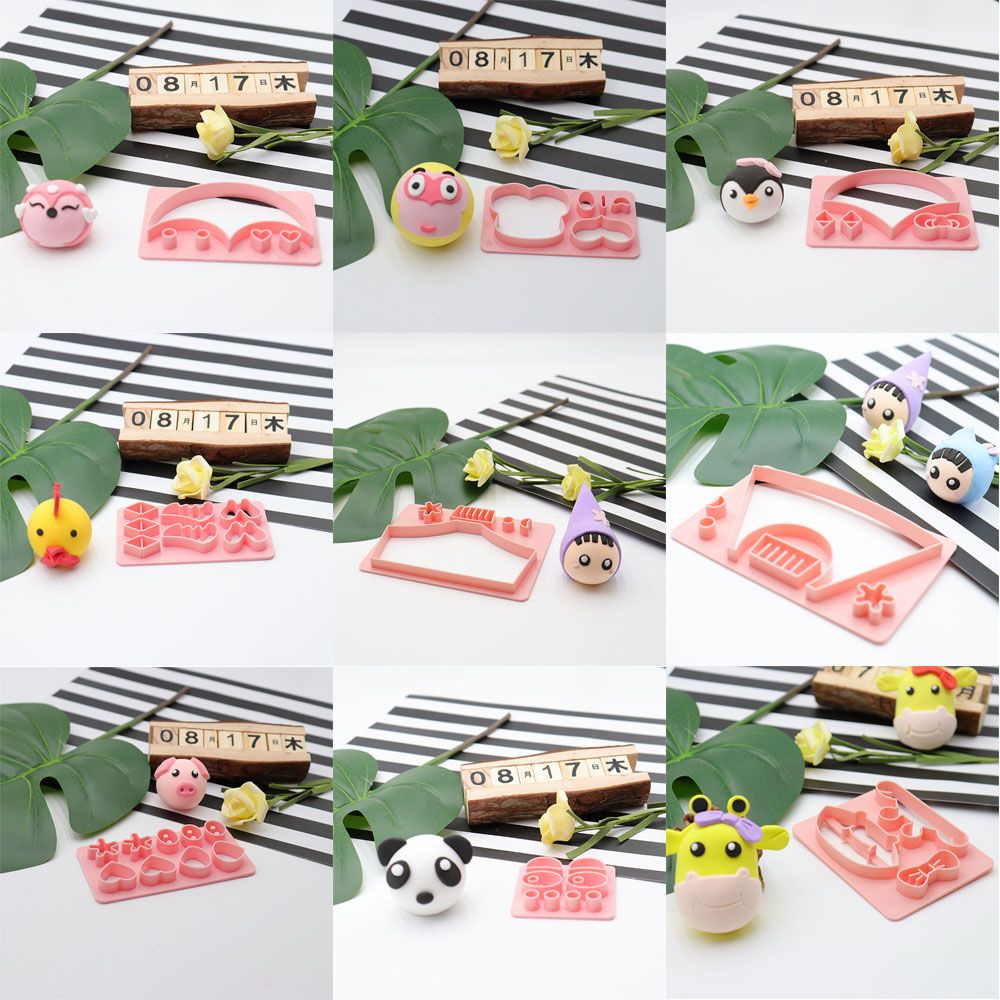 Bộ khuôn làm bánh bao bằng nhựa họa tiết hoạt hình dễ thương cho bé