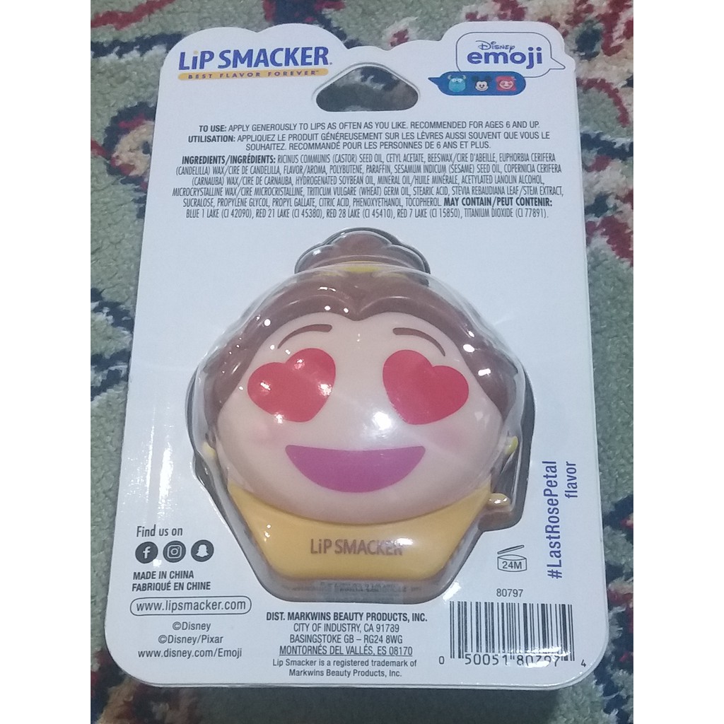 [HCM] Son dưỡng môi thỏi cây Lip Smacker Disney Emoji Lip Balm, Belle Last Rose Petal lipsticks