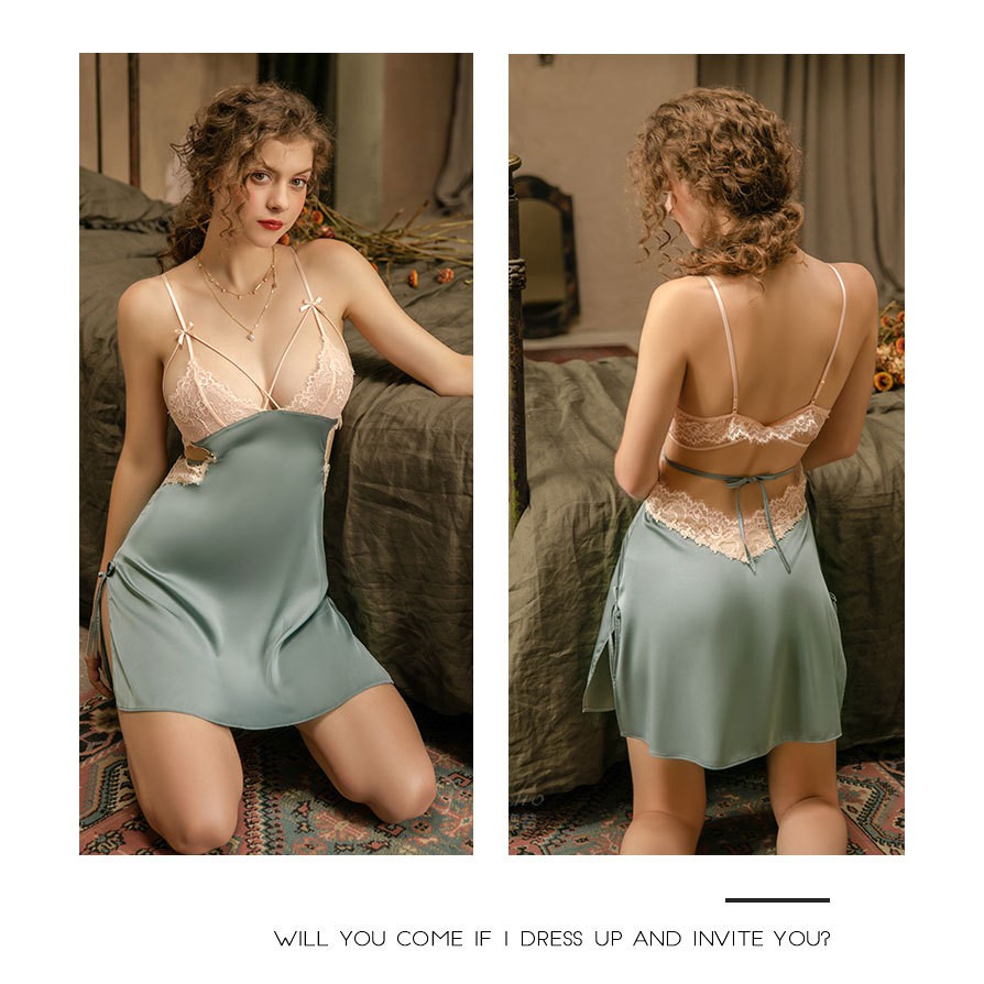 (797) Váy ngủ sexy lụa cao cấp Đầm mặc nhà gợi cảm quyến rũ | BigBuy360 - bigbuy360.vn