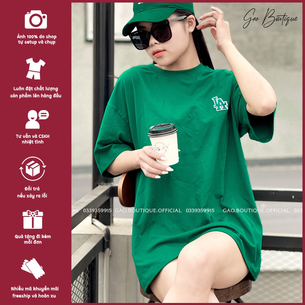 Áo thun tay lỡ form rộng LA , ao phông unisex nam nữ chất cotton cao cấp từ 40-60kg Mã A1