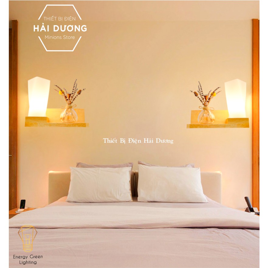 Đèn Tường Kệ Gỗ Chao Thủy Tinh Hiện Đại DT-3024 - Trang Trí Căn Phòng - Energy Green Lighting - Đã Bao Gồm Bóng LED