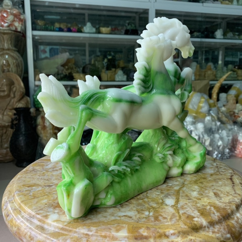 Tượng Song Mã Đá Đúc - ngang 30cm, cao 24cm