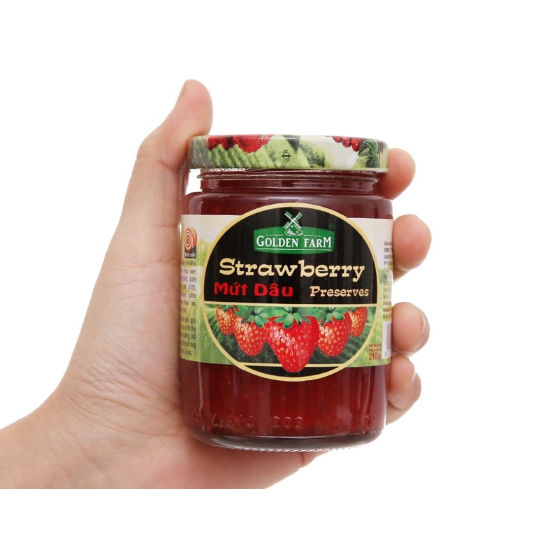MỨT DÂU STRAWBERRY PRESERVES 210G GOLDEN FARM - ĂN KÈM BÁNH MÌ, SANDWICH, NHÂN BÁNH BÔNG LAN, XAY SINH TỐ, LÀM KEM ...