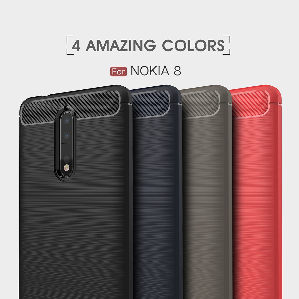 Ốp điện thoại silicon sợi carbon chống sốc cho Nokia 8 Nokia 8
