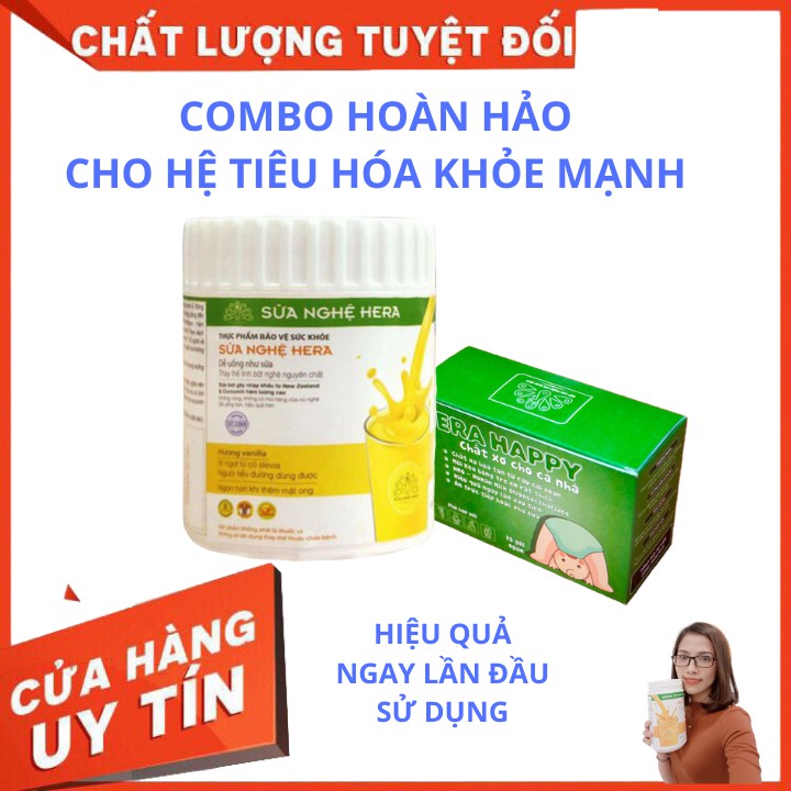 COMBO 01 Sữa Nghệ Hera 100g 💖1 Hộp Chất Xơ Hera Happy 💖 Hỗ Trợ Điều Trị đau Dạ Dày💖 Hết táo bón