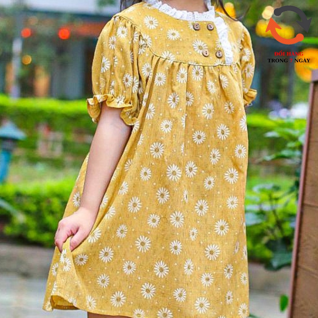 váy xinh cho bé gái 1-10 tuổi, chất liệu đũi hoa siêu mát, 10-25kg, mamikid
