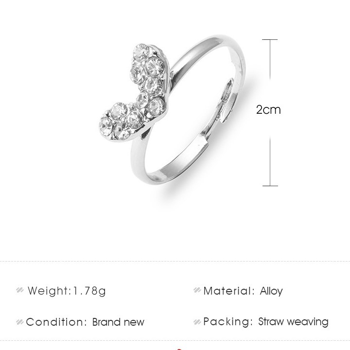 Nhẫn Đính Kim Cương Nhân Tạo Lấp Lánh Phong Cách Hàn Quốc