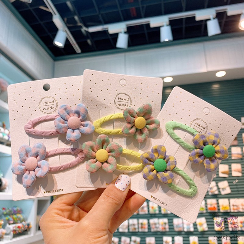 Kẹp Tóc Đính Hoa Vải Phong Cách Hàn Quốc Cho Bé Gái