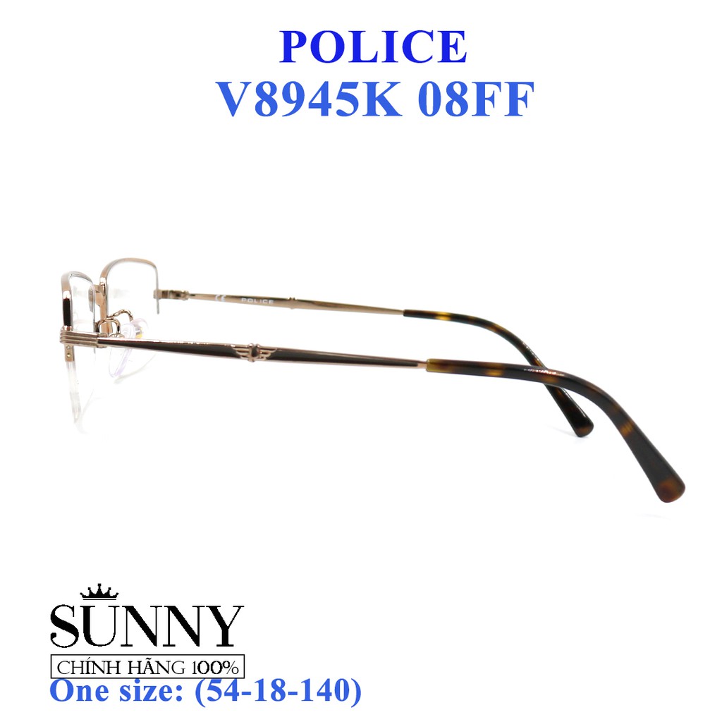 Gọng kính thời trang chính hãng Police V8945K 08FF (54-18-140), thiết kế dễ đeo bảo vệ mắt