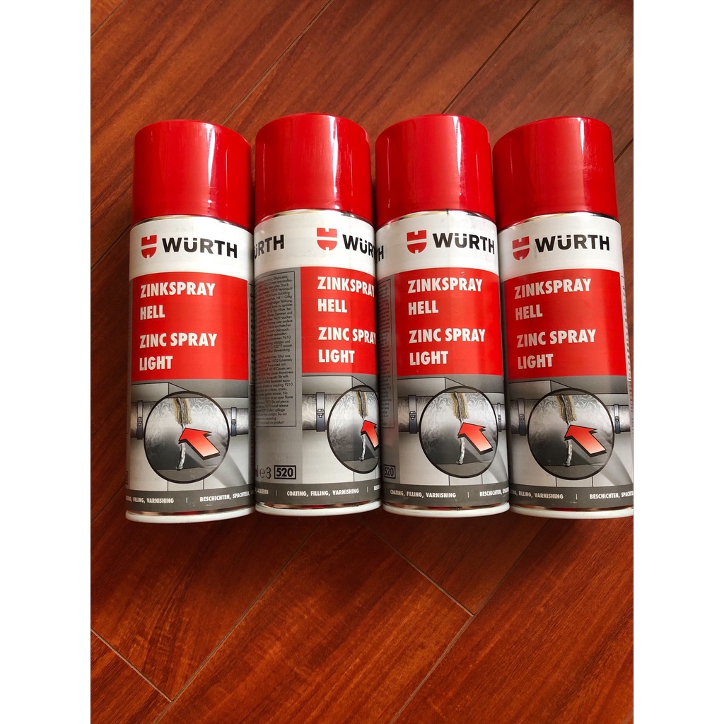 Sơn mạ kẽm chống rỉ chịu nhiệt Wurth zinc spray light 400ml