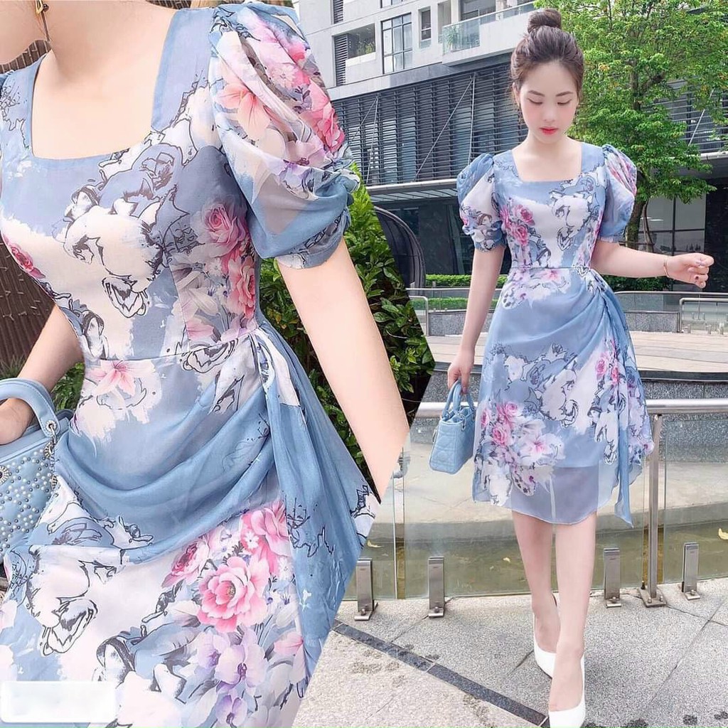 [Đầm Mới] Đầm Lụa Dạ Tiệc Xếp Ly Eo Tay Phồng Màu Sắc Nhã Nhặn Thật Sự Phù Hợp Để Tới Công Sở, Đi Làm | BigBuy360 - bigbuy360.vn