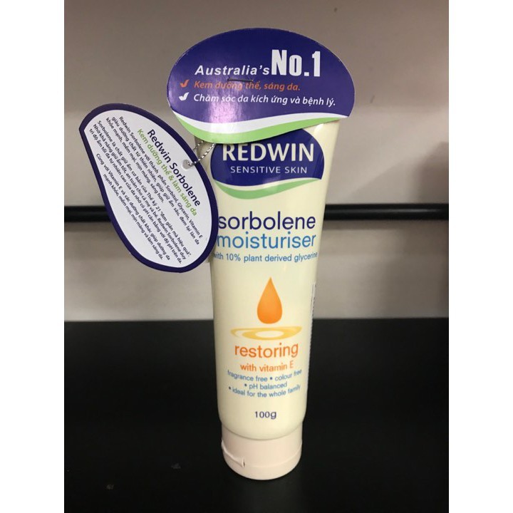 [TEM CTY] REDWIN Sorbolene Moisturiser With Vitamin E 100g - Kem dưỡng thể và làm sáng da toàn thân