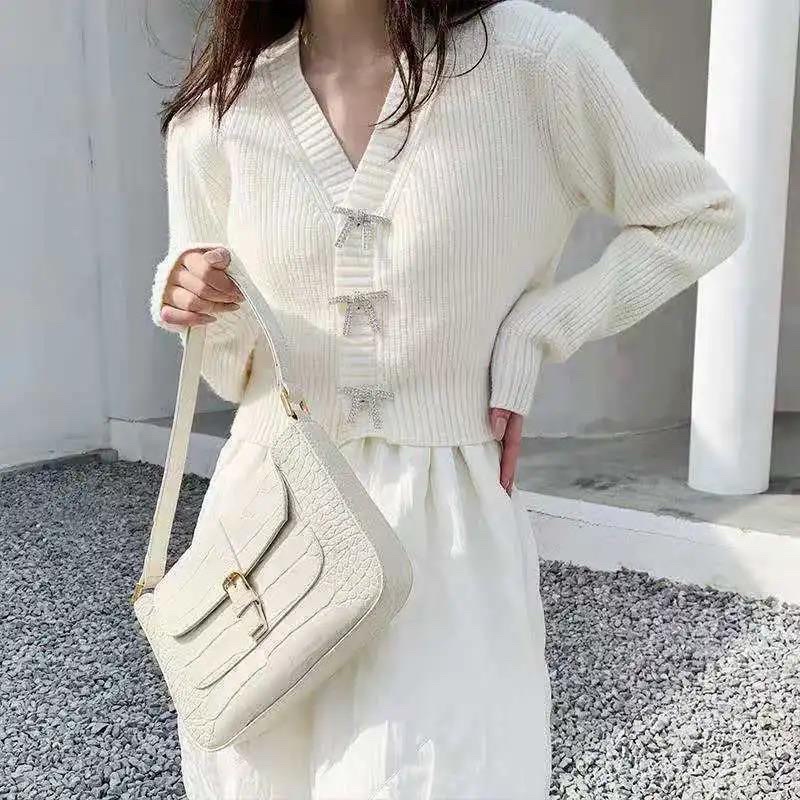 Áo Cadigan Khoác Ngoài Dài Tay Cài Nơ Bling Bling Chất Len Thỏ Loại 1 Dày Dặn, Áo Khoác Len Thu Đông Phong Cách Hàn Quốc