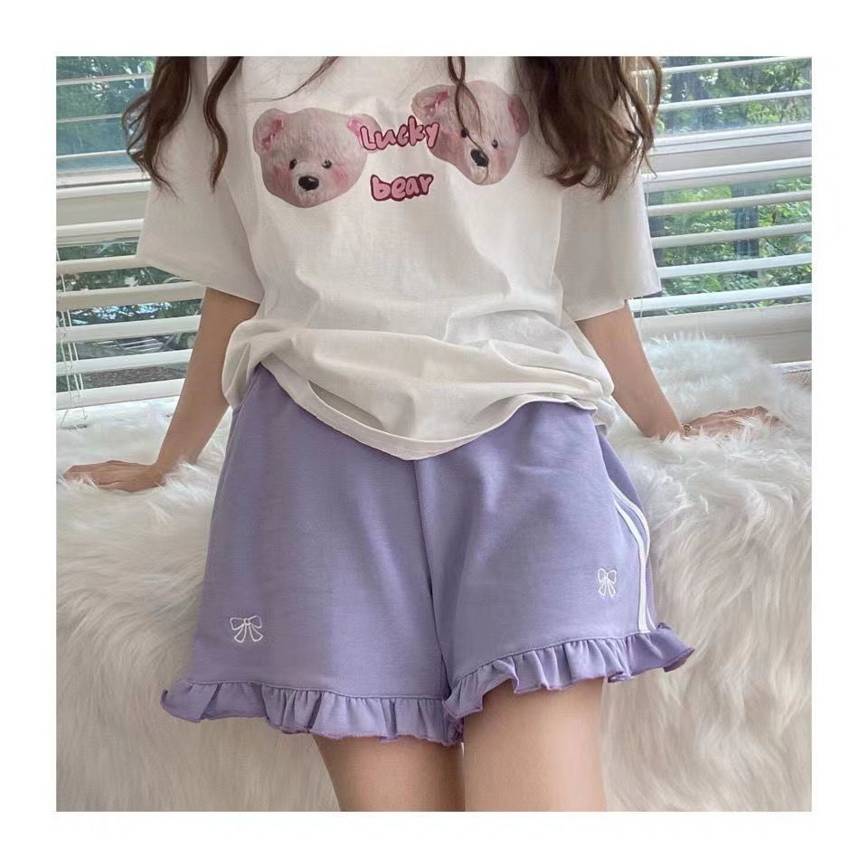 Quần Short Thể Thao Ống Rộng Thêu Họa Tiết Thời Trang Mùa Hè Hàng Mới Phong Cách Nhật Bản Cho Nữ 2022