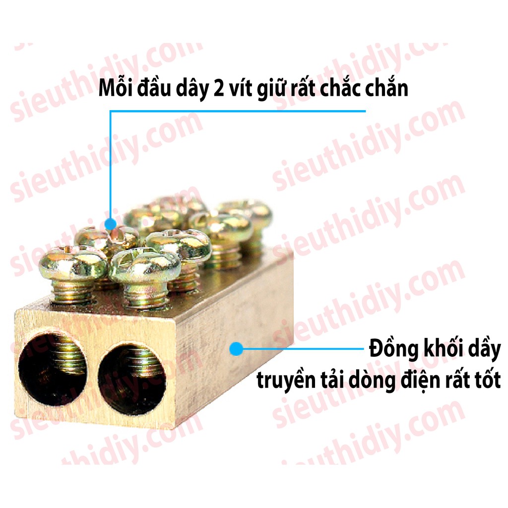 Cầu đấu 1-16mm2 60-80A nối chia dây ra 2-3 đầu, bắt vít