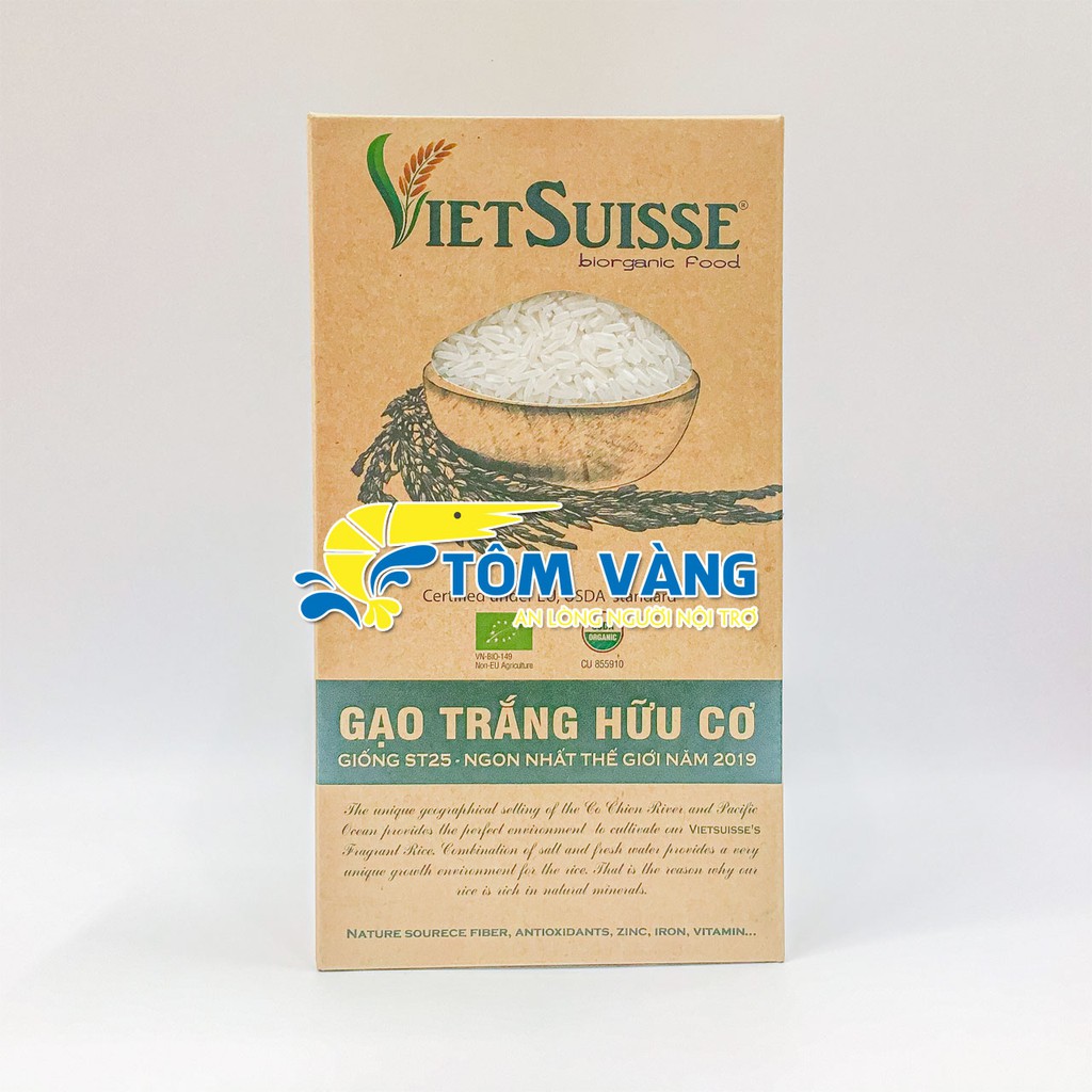 Tổng hợp các loại gạo hữu cơ Vietsuisse 1kg - Tôm Vàng