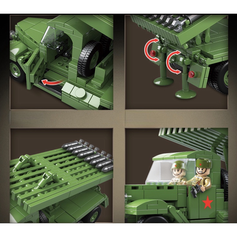 Set 731 Mô Hình Xe Tải Đồ Chơi MOC WW2 BM-13 Rocket Artillery Katyusha Mới