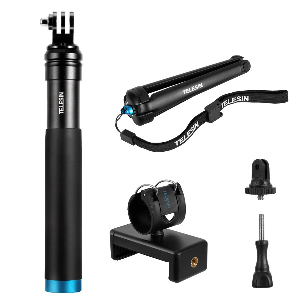 TELESIN-Palo de Selfie extensible de aleación de aluminio con trípode y Clip para teléfono para GoPro Hero 5 6 7 8 9 Xiaomi Yi DJI Osmo Action | BigBuy360 - bigbuy360.vn