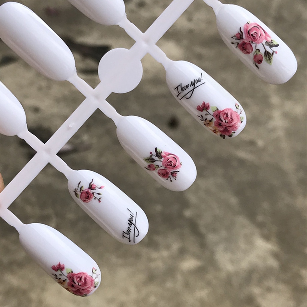 [JENN] Hình Dán Móng Tay Tự Dính Họa Tiết Hoa Chuyển Nước Nhiều Phong Cách Lạ Mắt