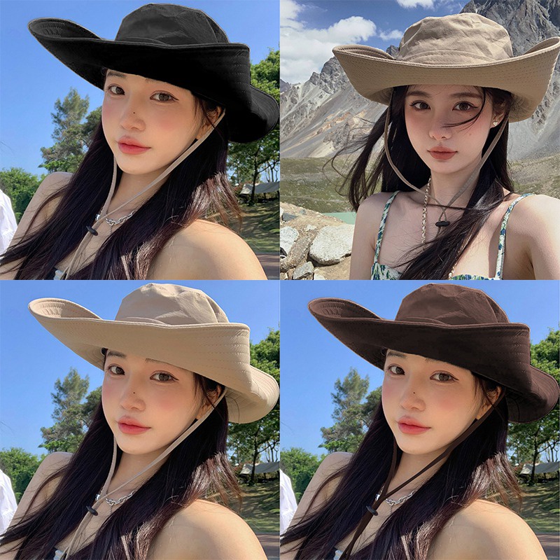 Mũ Cao Bồi Dây Rút Vành Rộng Kiểu Cao Bồi Hàn Quốc Cá Tính