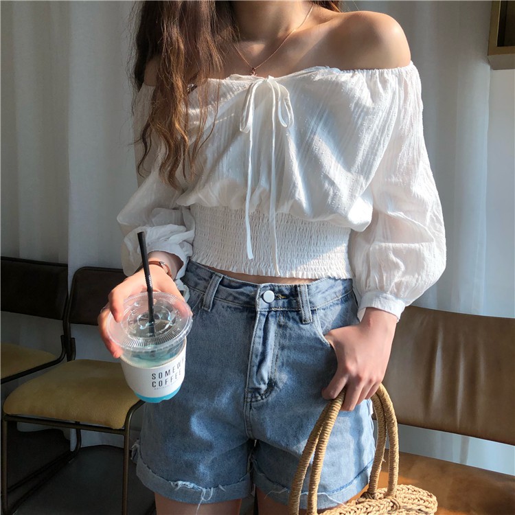 Xiaozhainv Áo trễ vai kiểu dáng sexy theo phong cách Hàn Quốc | BigBuy360 - bigbuy360.vn