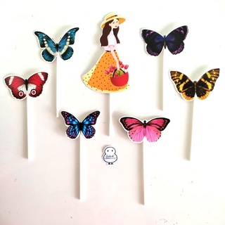 Set cắm hình cô gái bướm {HÀNG MỚI} trang trí bánh kem, phụ kiện cắm bánh, topper cake
