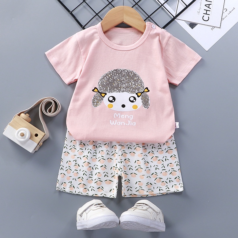 Bộ cotton cộc tay xuất Hàn cho bé trai/gái